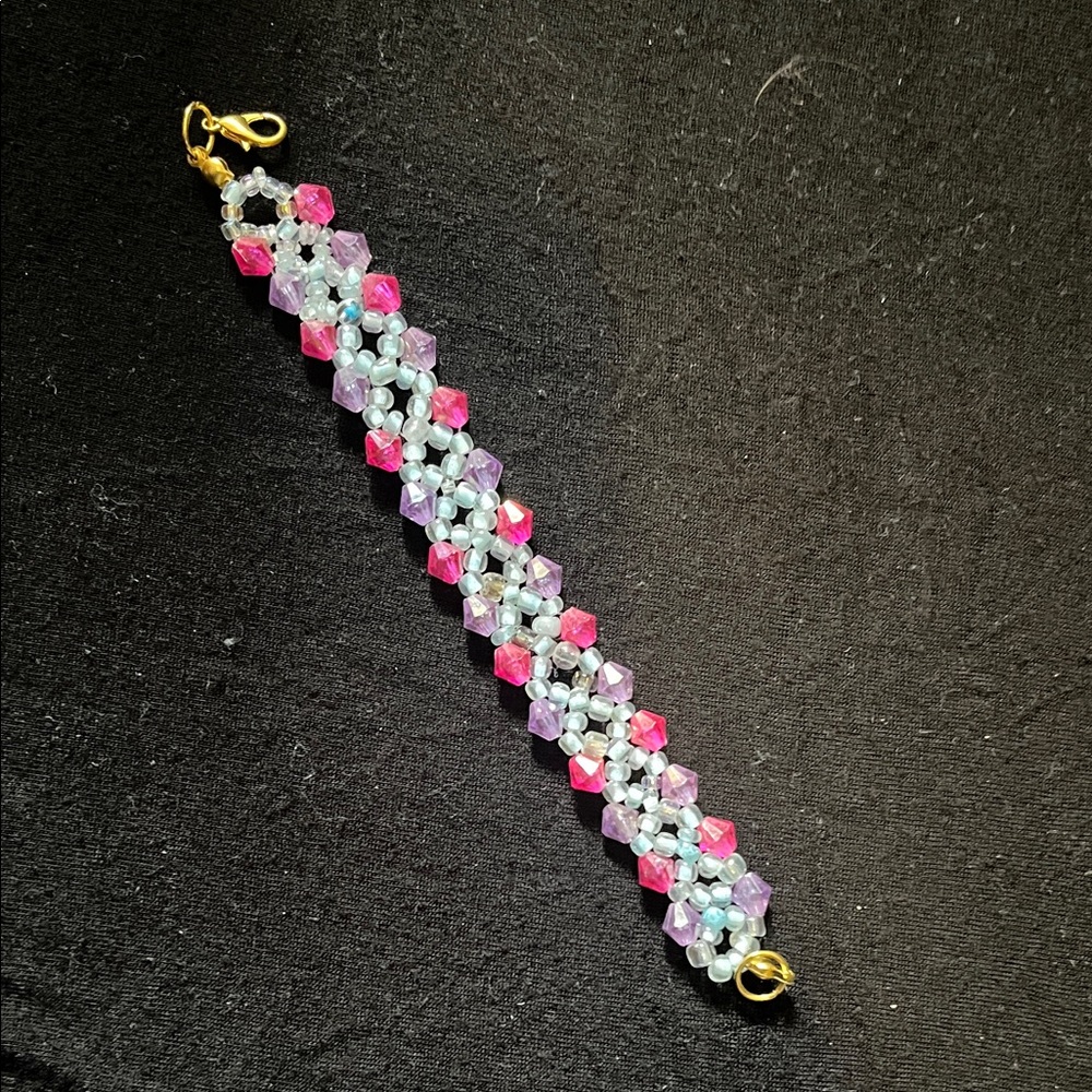 Elegant Pink and Purple Beaded Bracelet